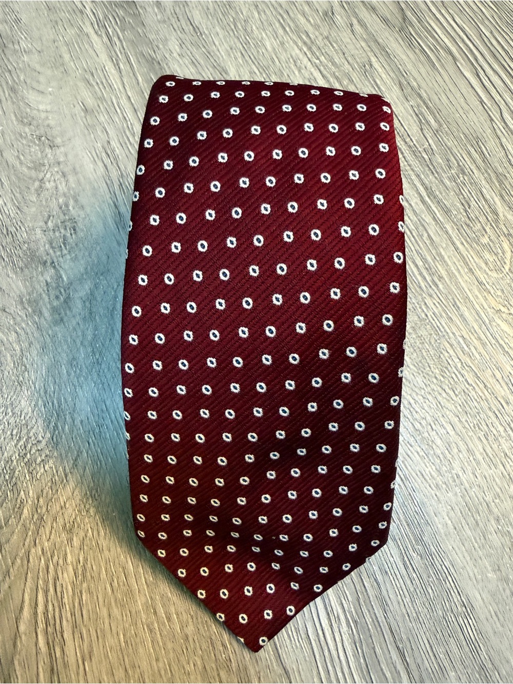 Vintage Botany 500 100% Poly Neck Tie Red Floral Geometric Design Pattern Repp